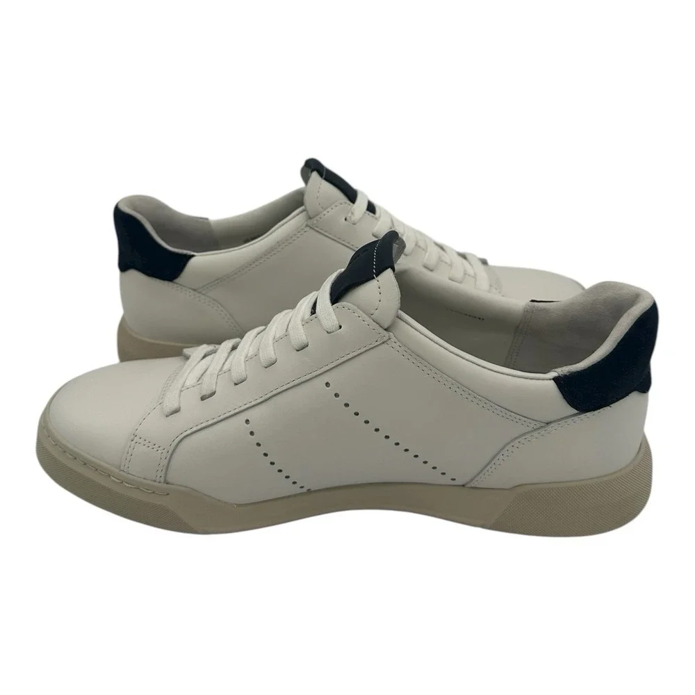 Vince Mercer Sneakers Mens Sz 8 White Navy‎ Blue Leather Slip On Shoes Casual